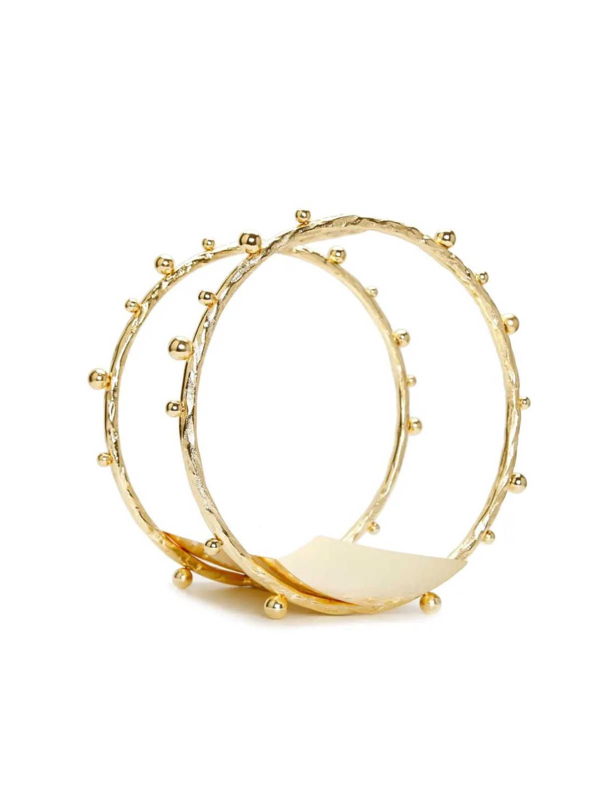 Gold Metal Magazine Rack with Ball Design - Stylish and Functional Home Decor Accent for Organizing Reading Materials.