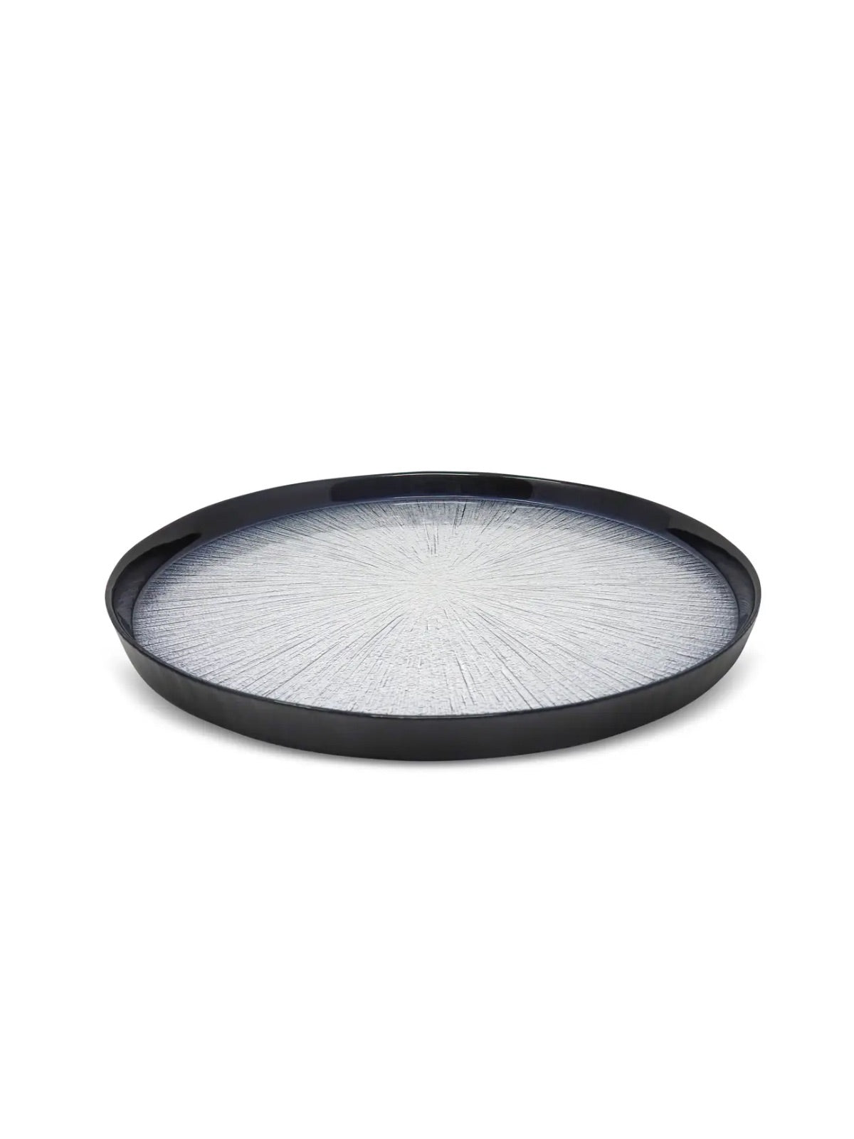 Set of 4 Crystal 12.5D inches Glass Chargers with Black Colored Wall.