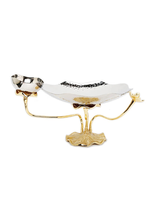 Stainless Steel Chip and Dip Bowl Lotus Design