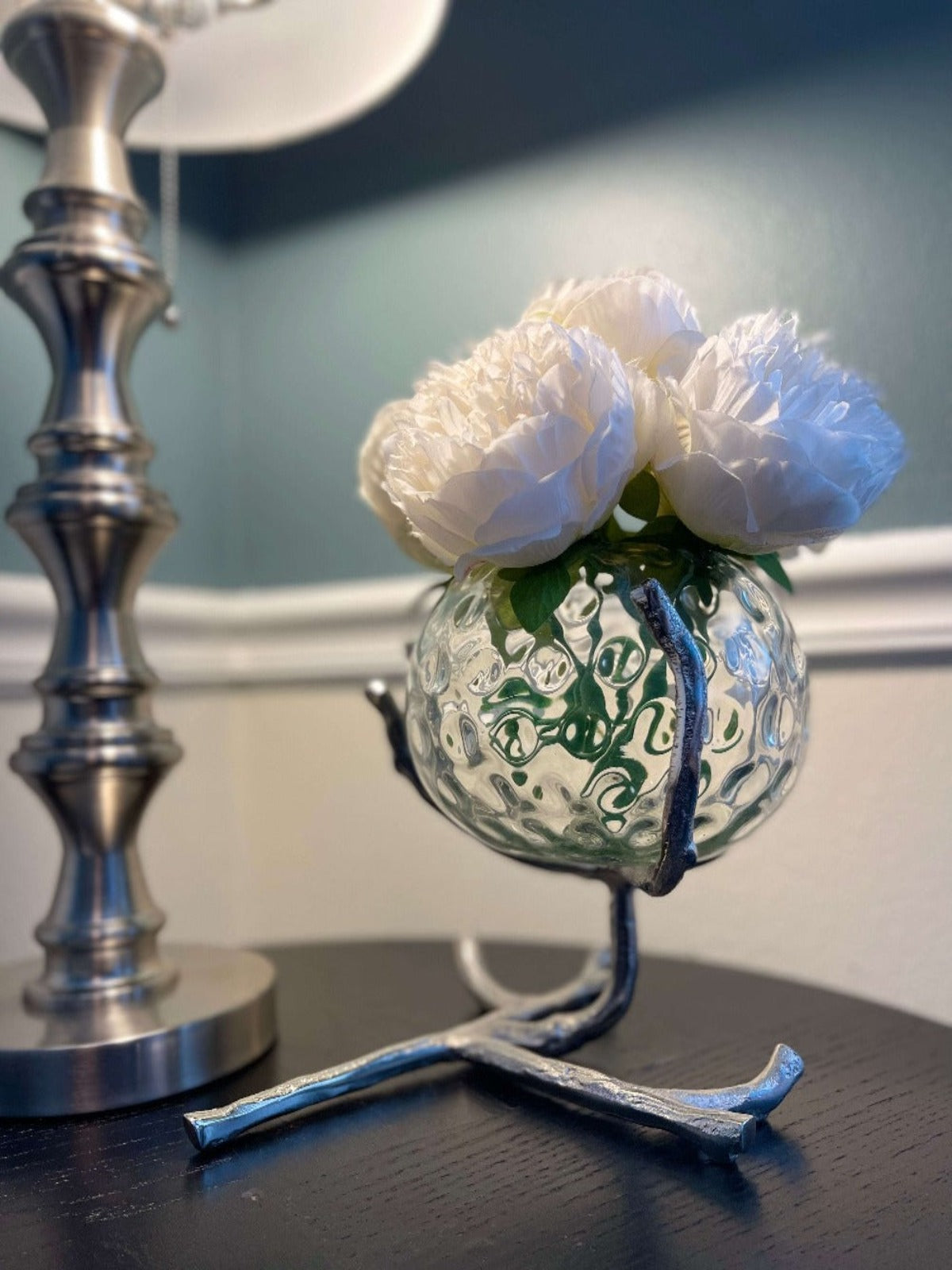 Glass Centerpiece Bowl on Silver Branch Base Sold by KYA Home Decor.