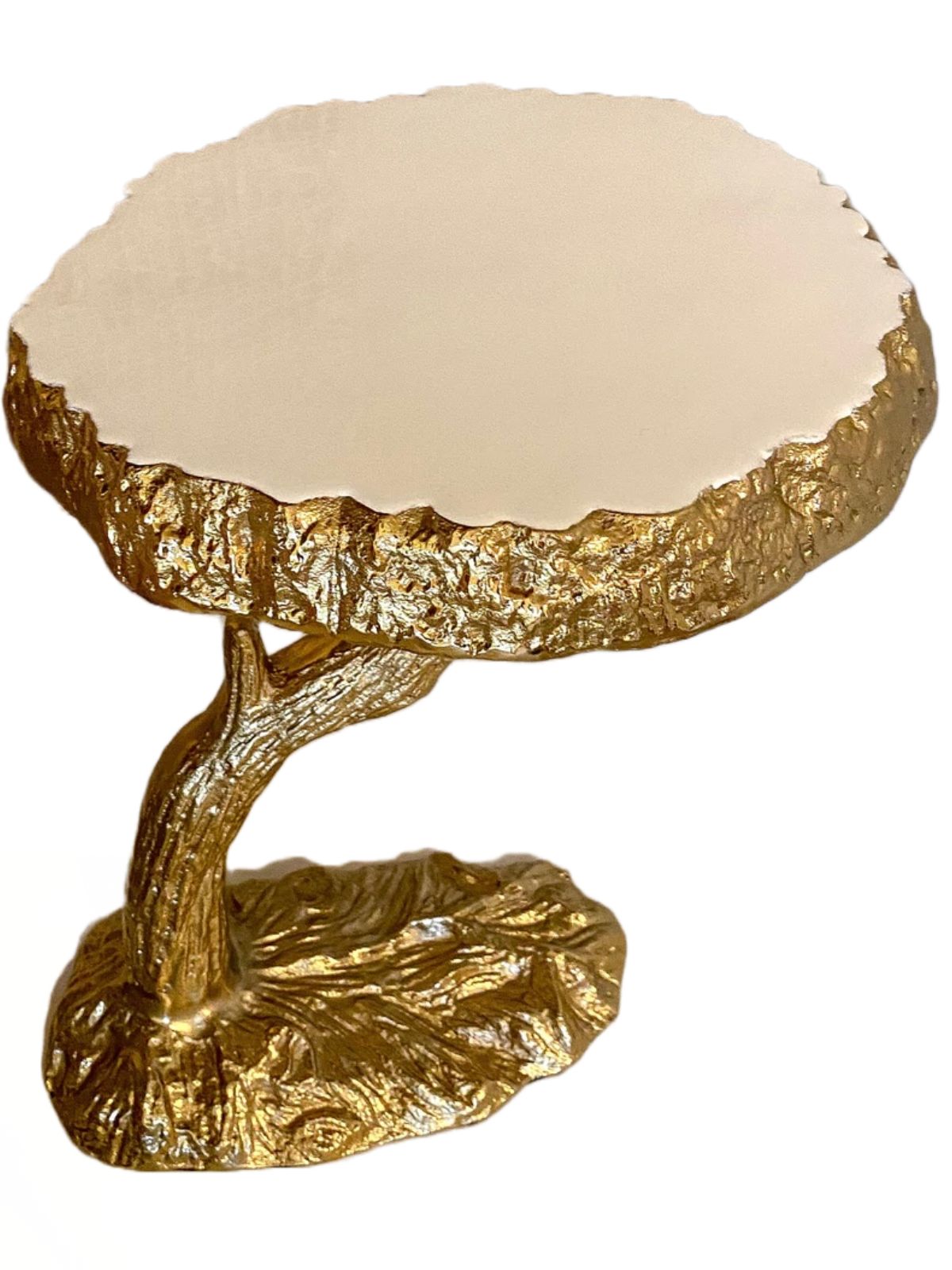 12.25H White Marble Cake Stand With Gold Stainless Steel Tree Designed Base, sold by KYA Home Decor.