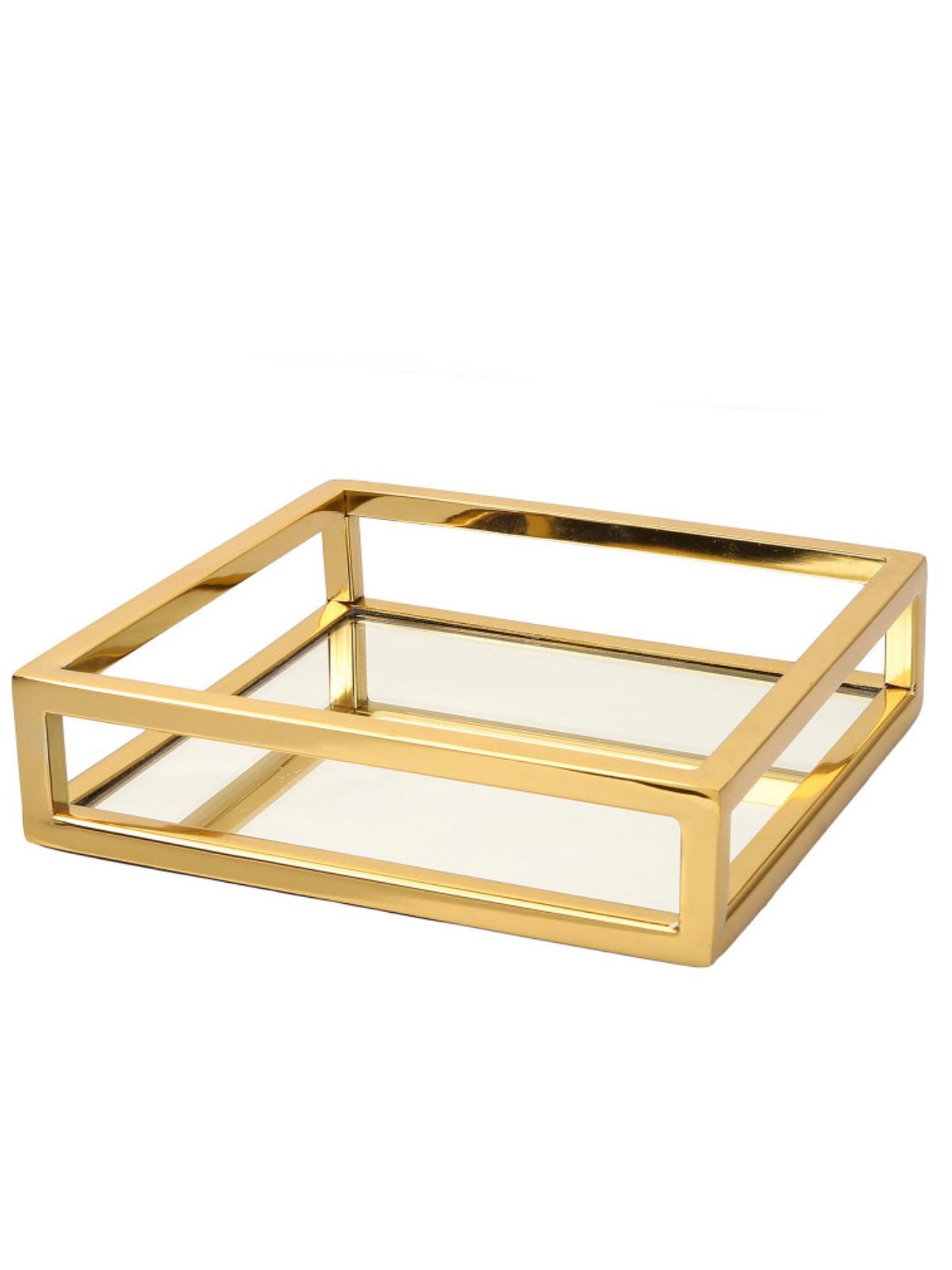 8D inches Stainless Steel Mirrored Napkin Holder with Luxury Gold Rails Sold by KYA Home Decor.
