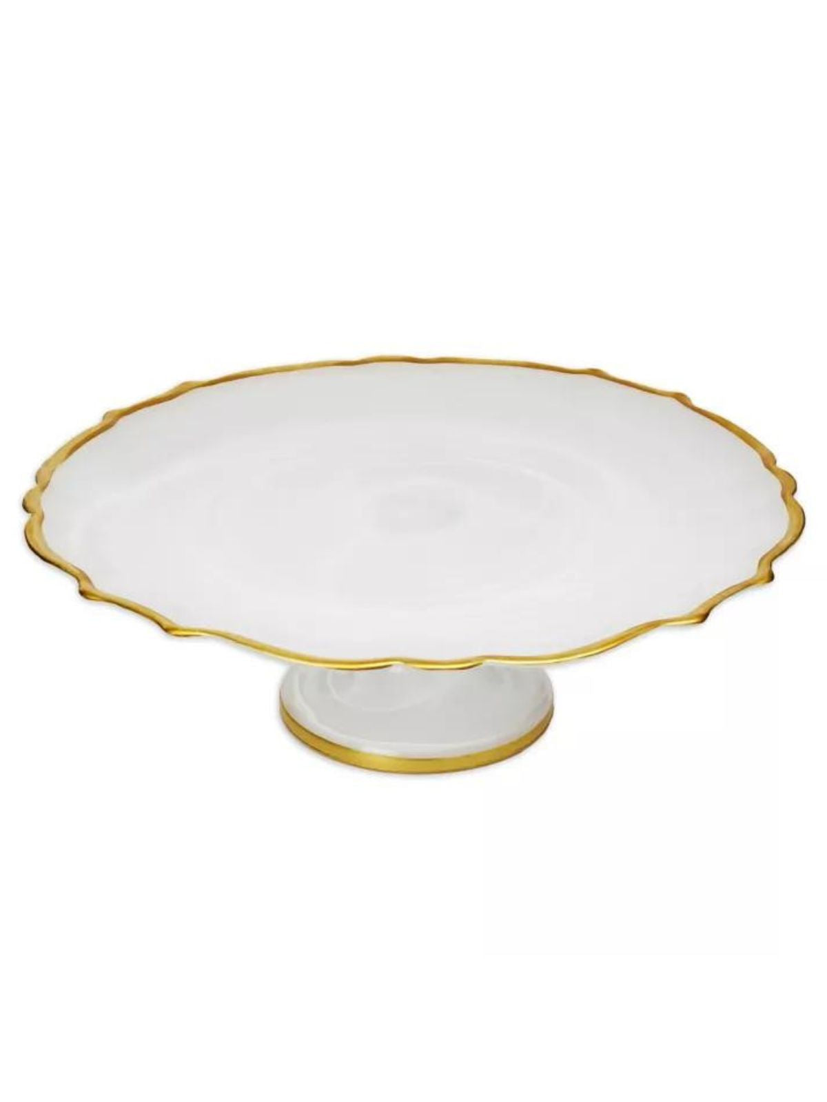 13D White Alabaster Footed Cake Stand With Gold Scalloped Edges sold by KYA Home Decor.