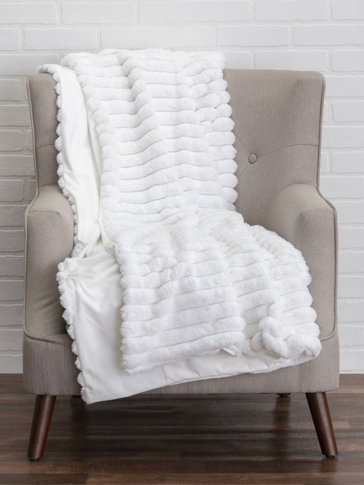 Lux White Designer Throw Blanket Sold by KYA Home Decor, 60L x 50W.