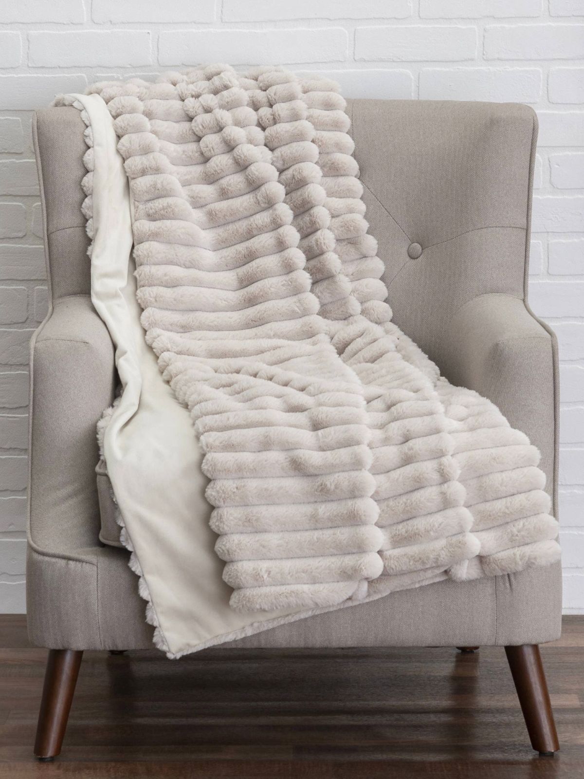 Lux Beige Designer Throw Blanket Sold by KYA Home Decor, 60L x 50W.