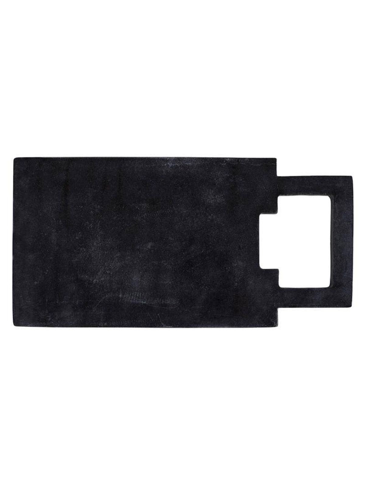 Luxurious Black Marble Serving Tray with a Unique Square Carved Handle.