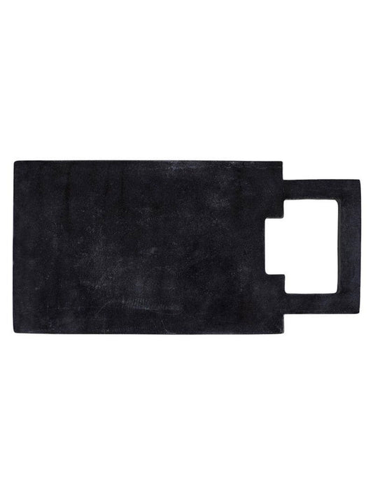 Luxurious Black Marble Serving Tray with a Unique Square Carved Handle.