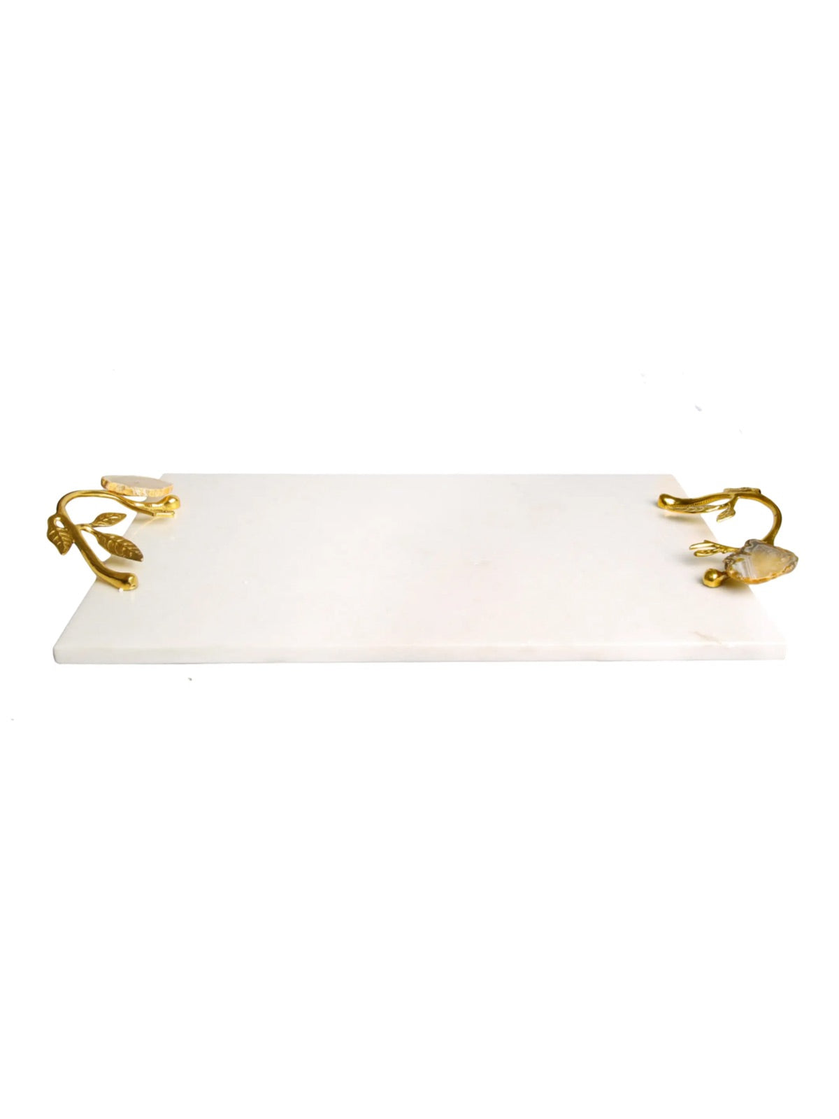 White Marble Decorative Tray with Luxurious Agate Stone Handles, 16L x 9W. Sold by KYA Home Decor.