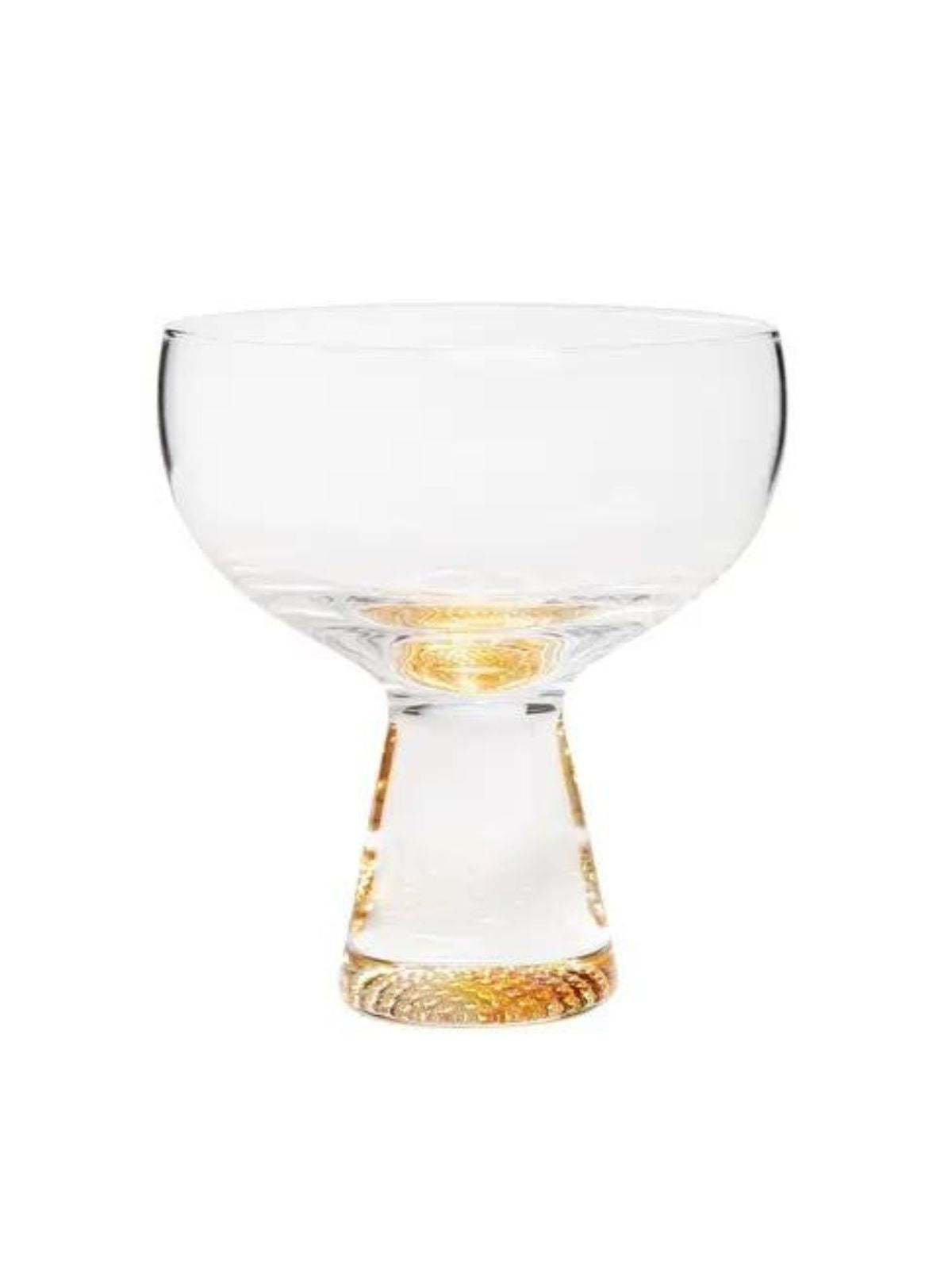 These dessert cups were designed out of fine glass material and decorated with a gold reflection stem. Its beautiful shape, size, and design makes it ideal for every occasion.