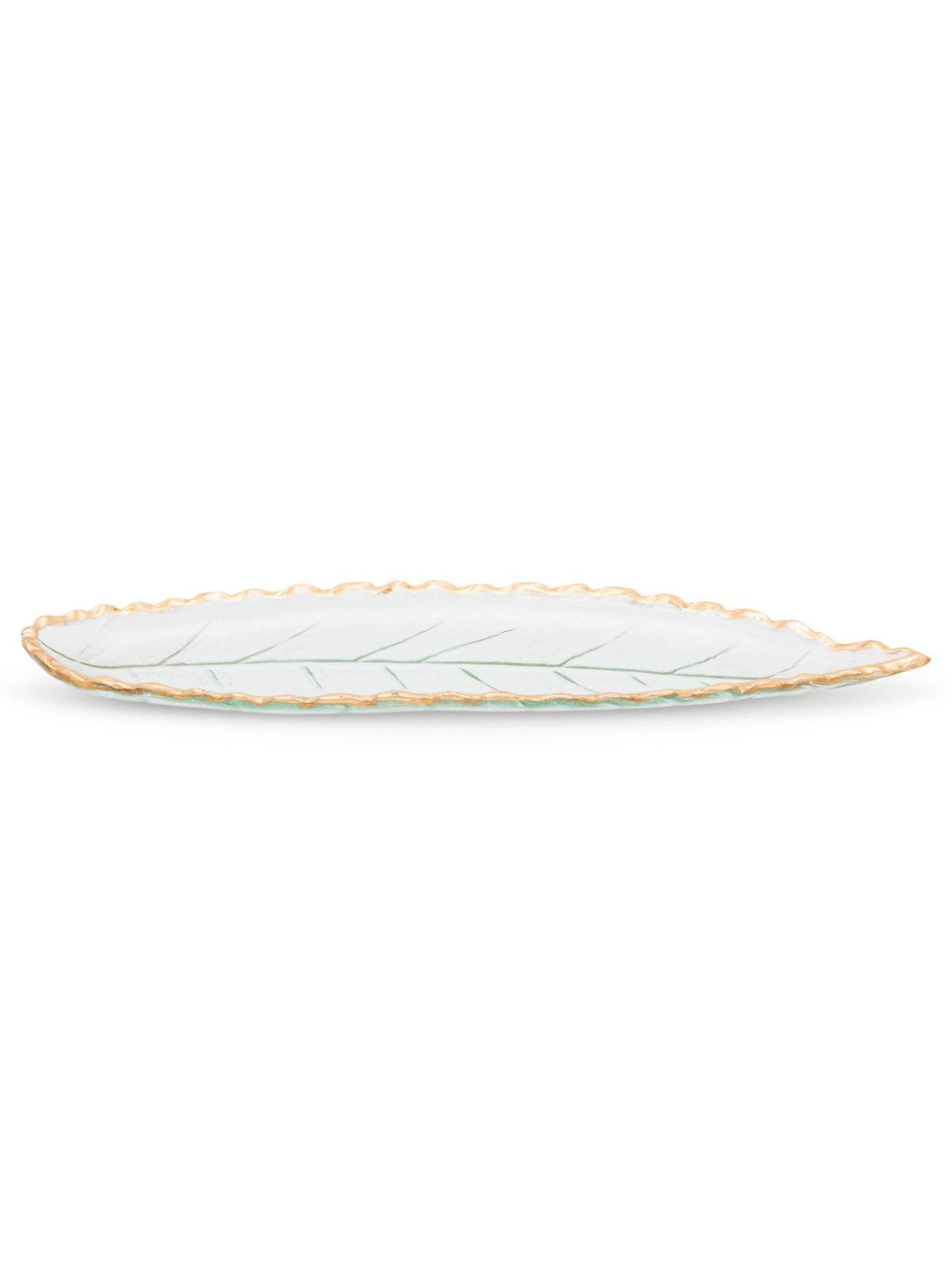 This leaf shaped tray is uniquely designed to add a romantic and elegant look to your table settings. It is beautifully designed with some glossy gold rim to add that extra bit of elegance to your table.