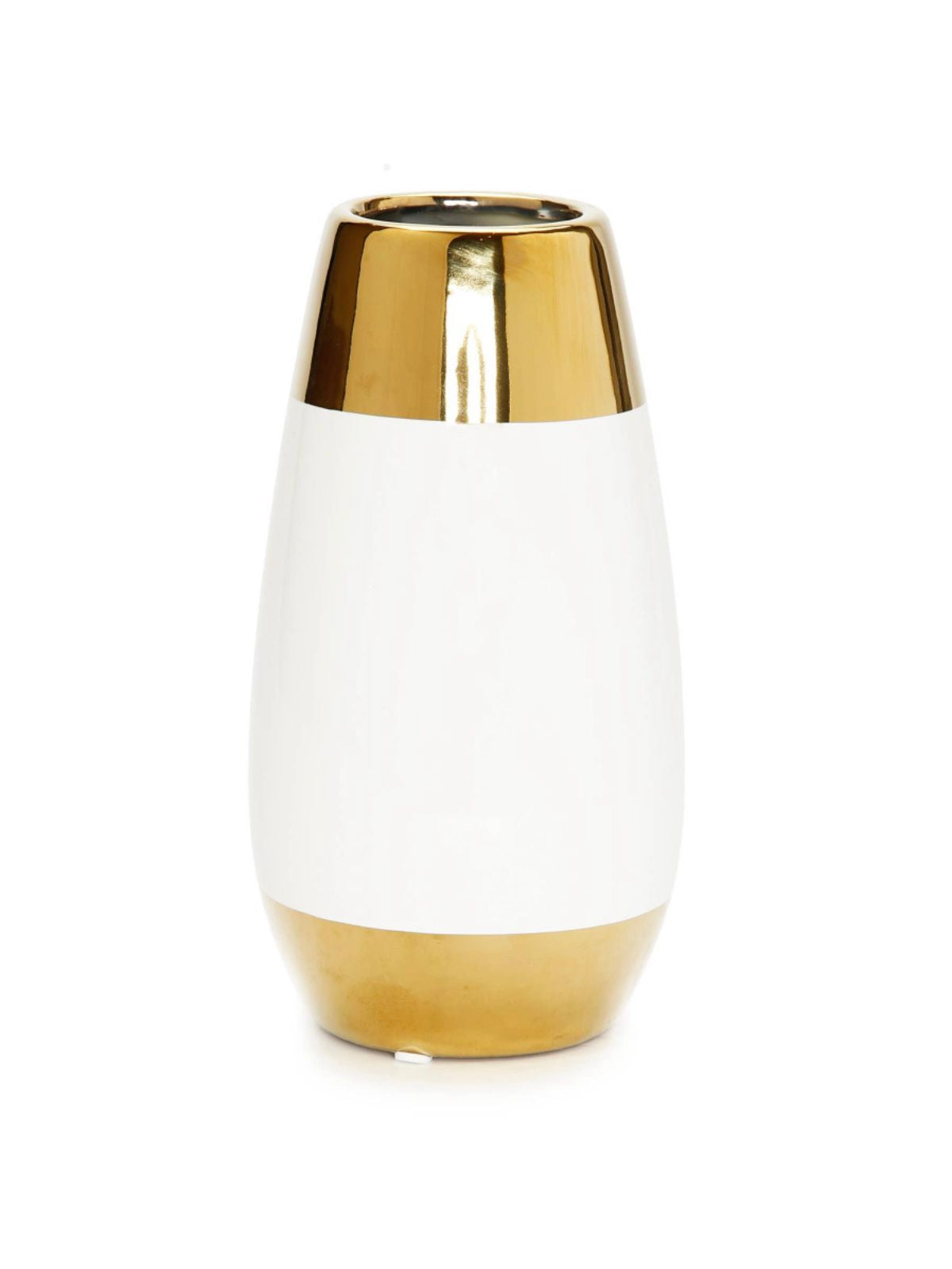 7H White and Gold Ceramic Bud Decorative Vase - KYA Home Decor.