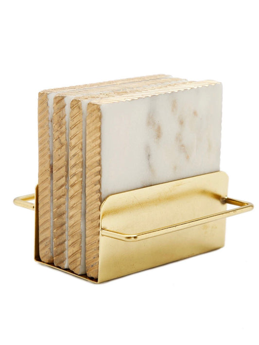 These 4 Inch Gold Edge Marble Coasters come with a beautiful Gold Metal Holder available at KYA Home Decor