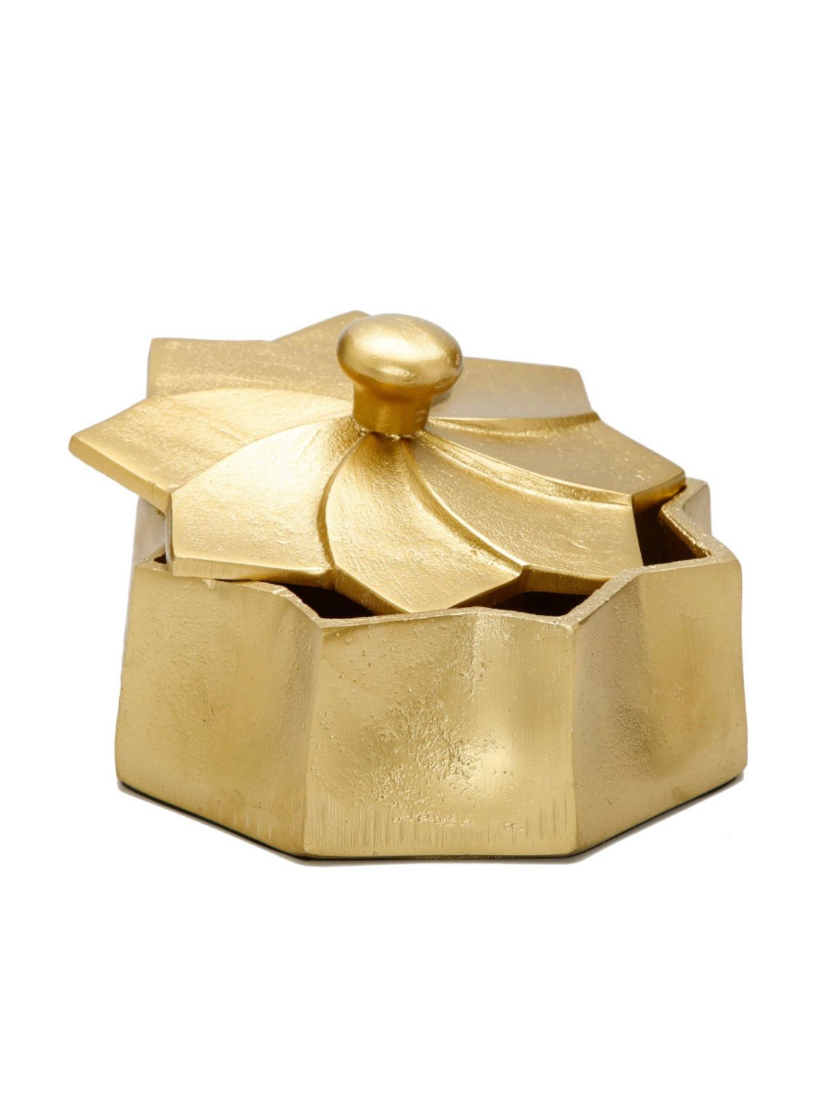 6.5D Luxury gold flower shaped stainless steel decorative jar with lid - KYA Home Decor