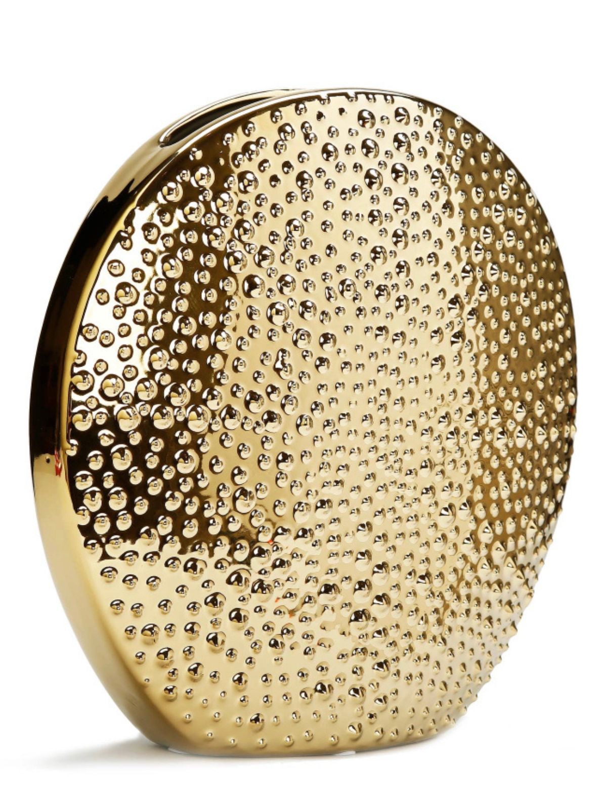 11 inch Round Porcelain Decorative Vase With Luxury Gold Studded Details - KYA Home Decor