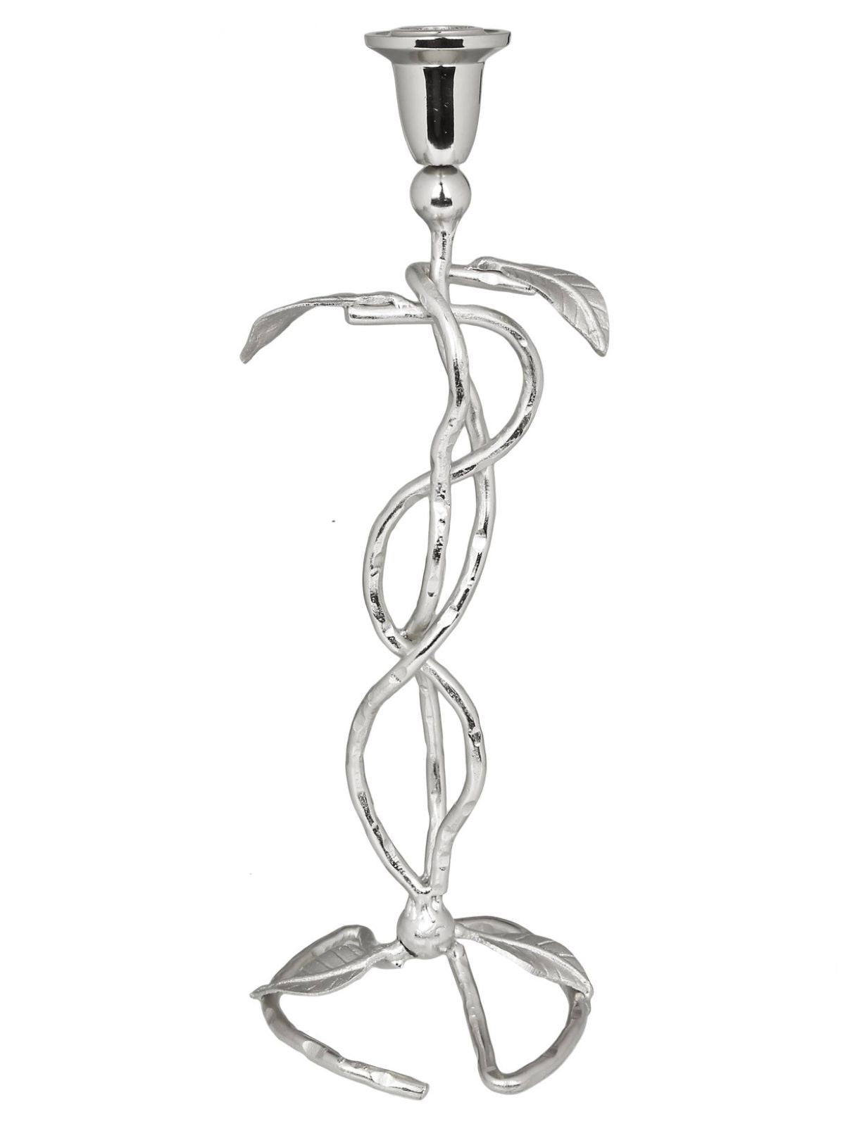 12.5H Silver Stainless Steel Leaf Design Candle Holder. Sold by KYA Home Decor.