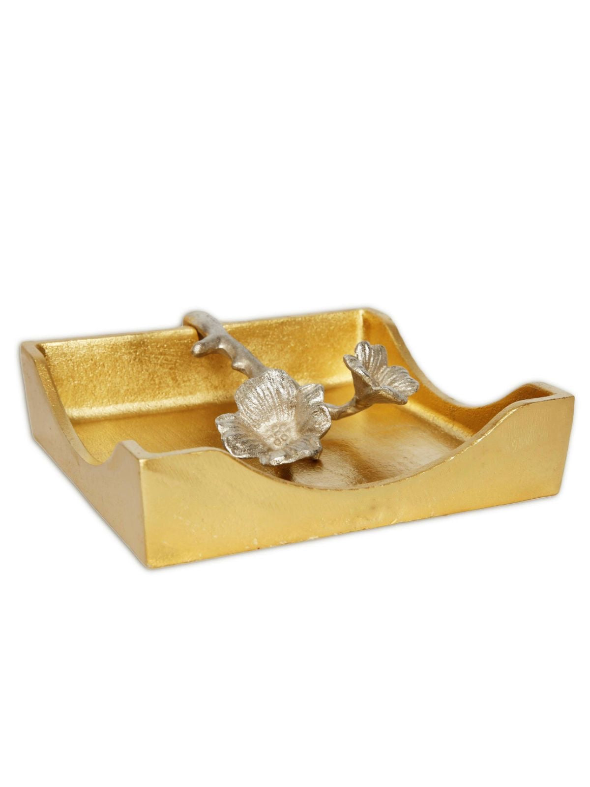 7W Stainless Steel Gold Napkin Holder with Flower Shaped Tongue sold by KYA Home Decor.