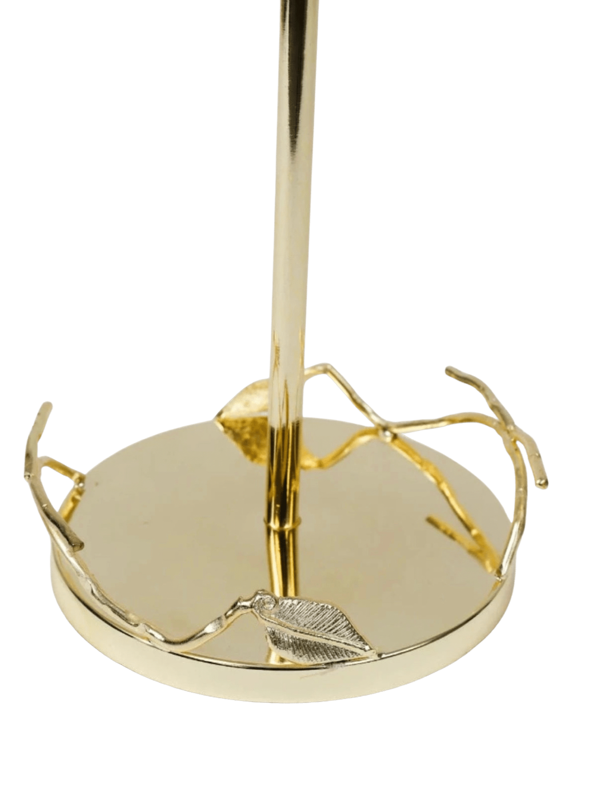 15H Luxury Gold Leaf Detailed Stainless Steel Paper Towel Holder Bottom View.