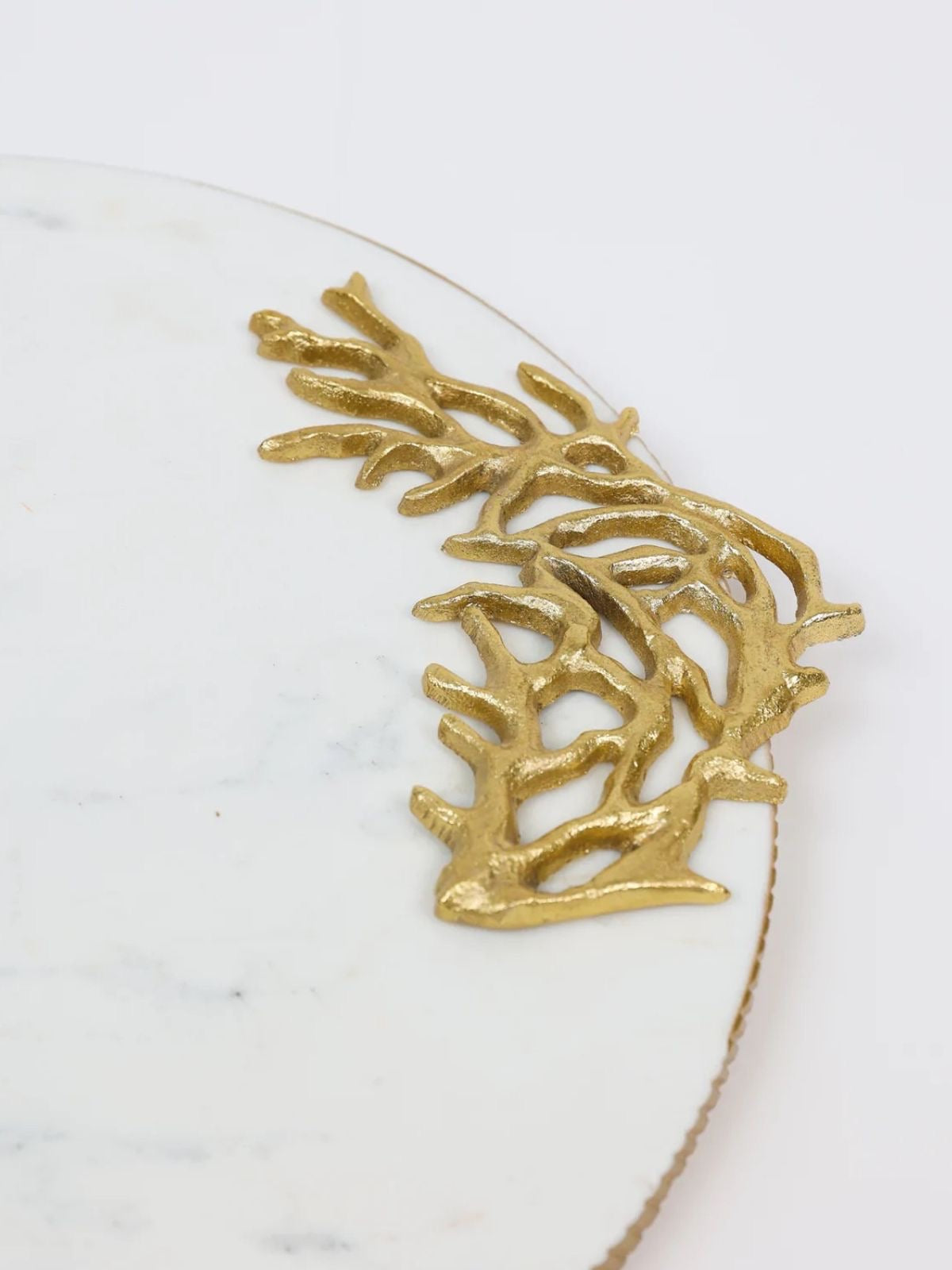 The Nicole Marble round marble tray is perfect to use as a charcuterie board or serving platter. Place candles on or use to style any vignette in your home!