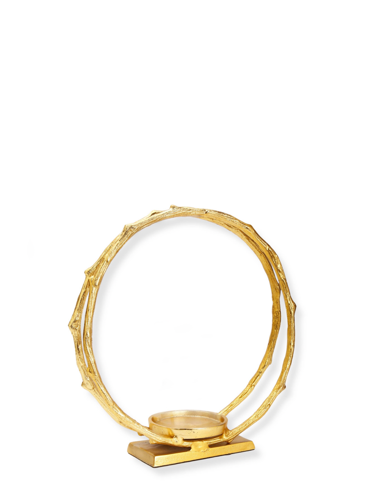 7.5 inch Gold Circle Stainless Steel Hurricane Candle Holder with Double Hoop Design, Sold by KYA Home Decor.