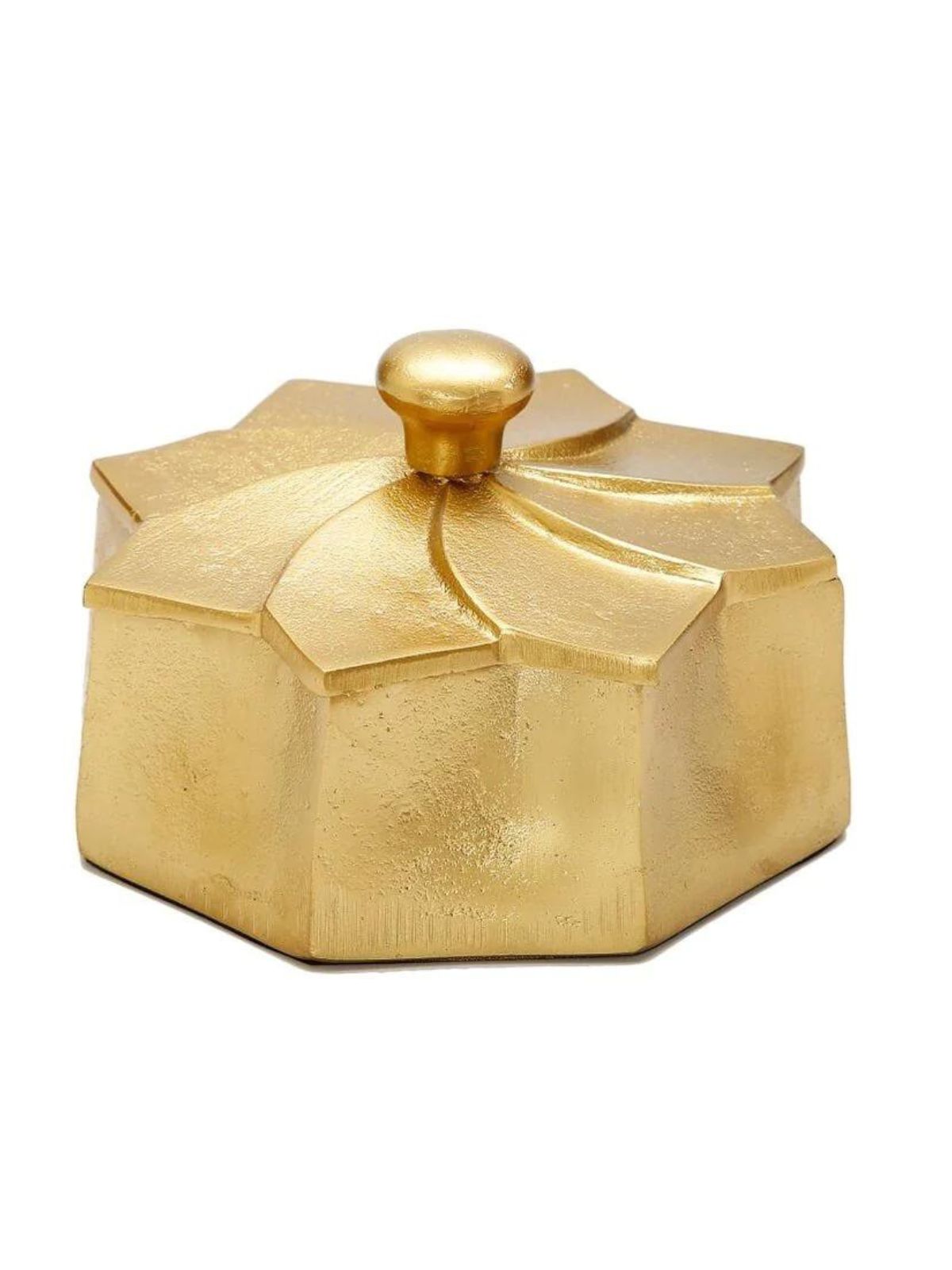 6.5D Luxury gold flower shaped stainless steel decorative jar with lid - KYA Home Decor