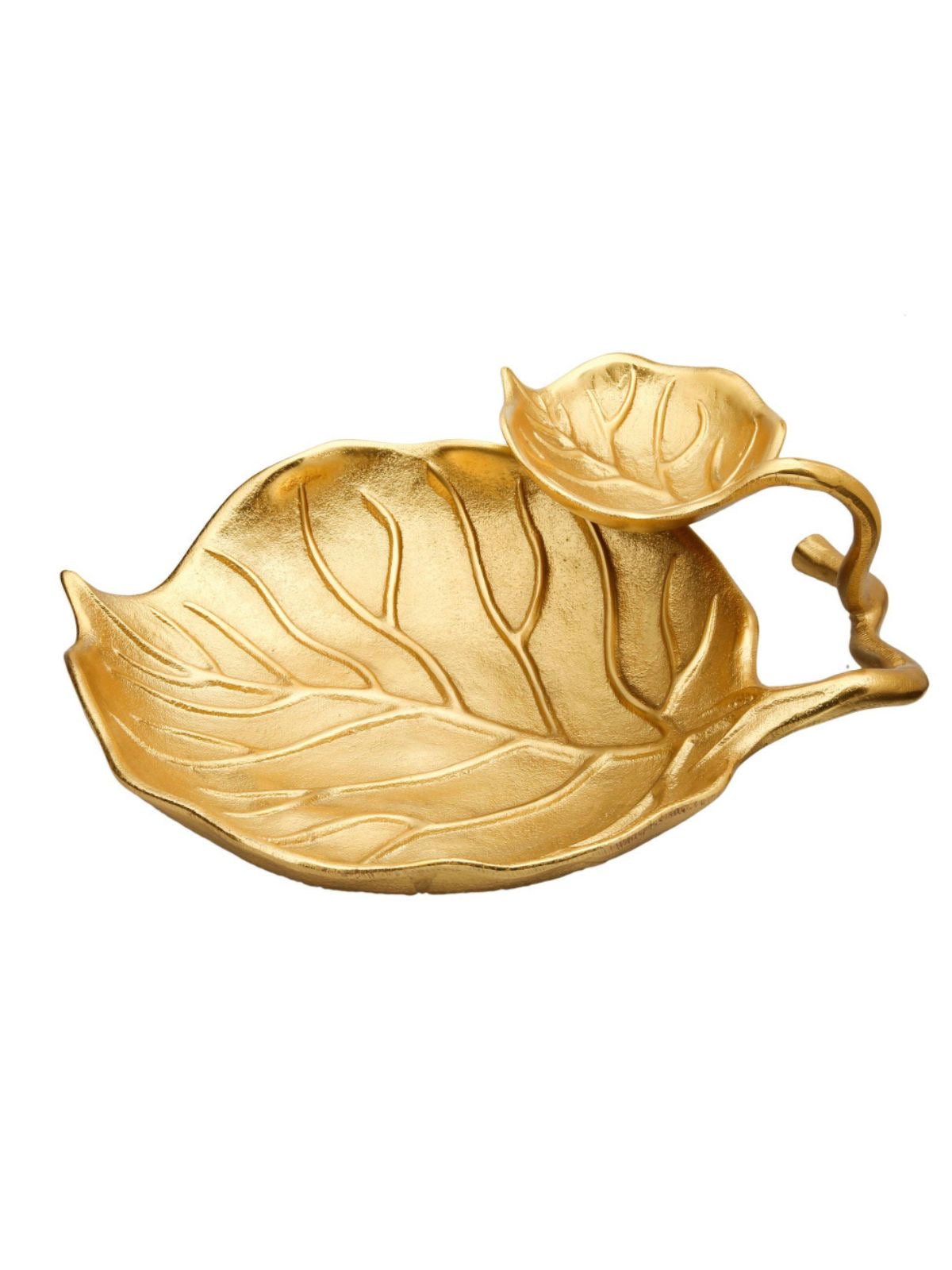The Due Livelli Gold Chip N Dip Dish is artfully crafted from quality stainless steel with a combination of two bowl in one dish. It is 100% food safe and measures 12.5 inch Length Available at KYA Home Decor