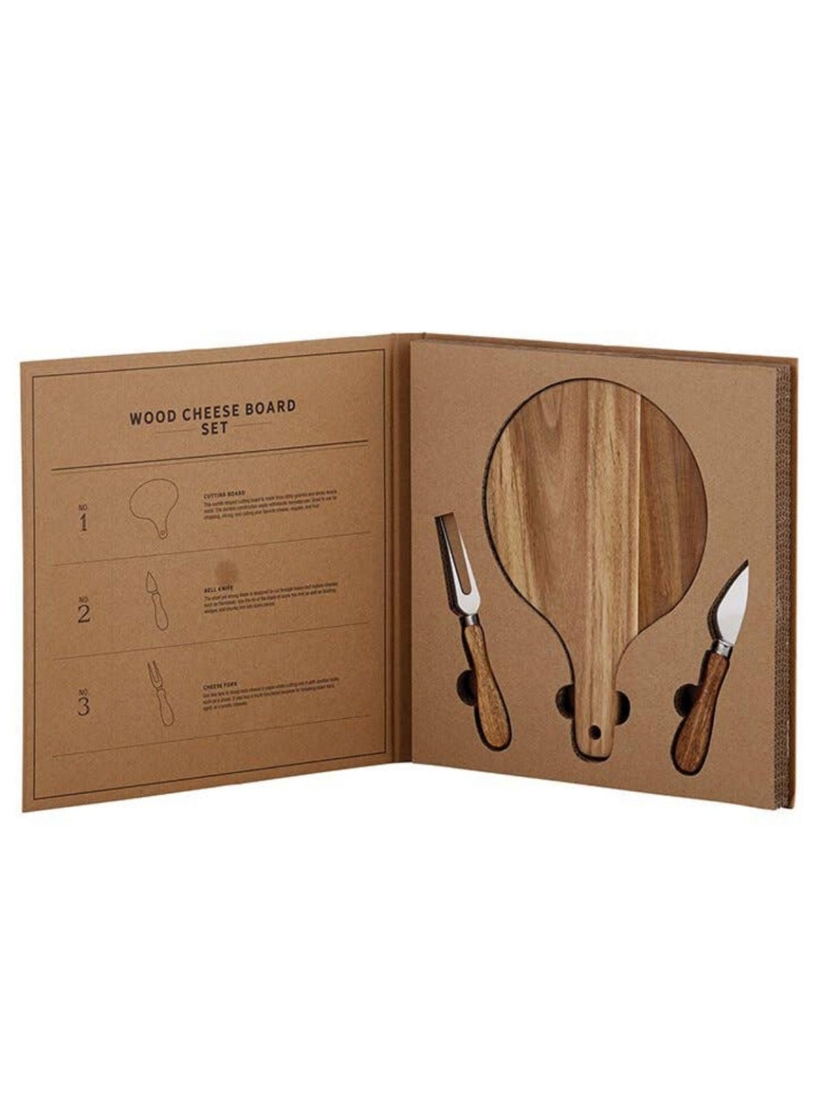 This Unique Paddle Board Flatware Cheese Server Set includes a cutting board, bell knife, and cheese fork makes this a great gift for any cheese lover.