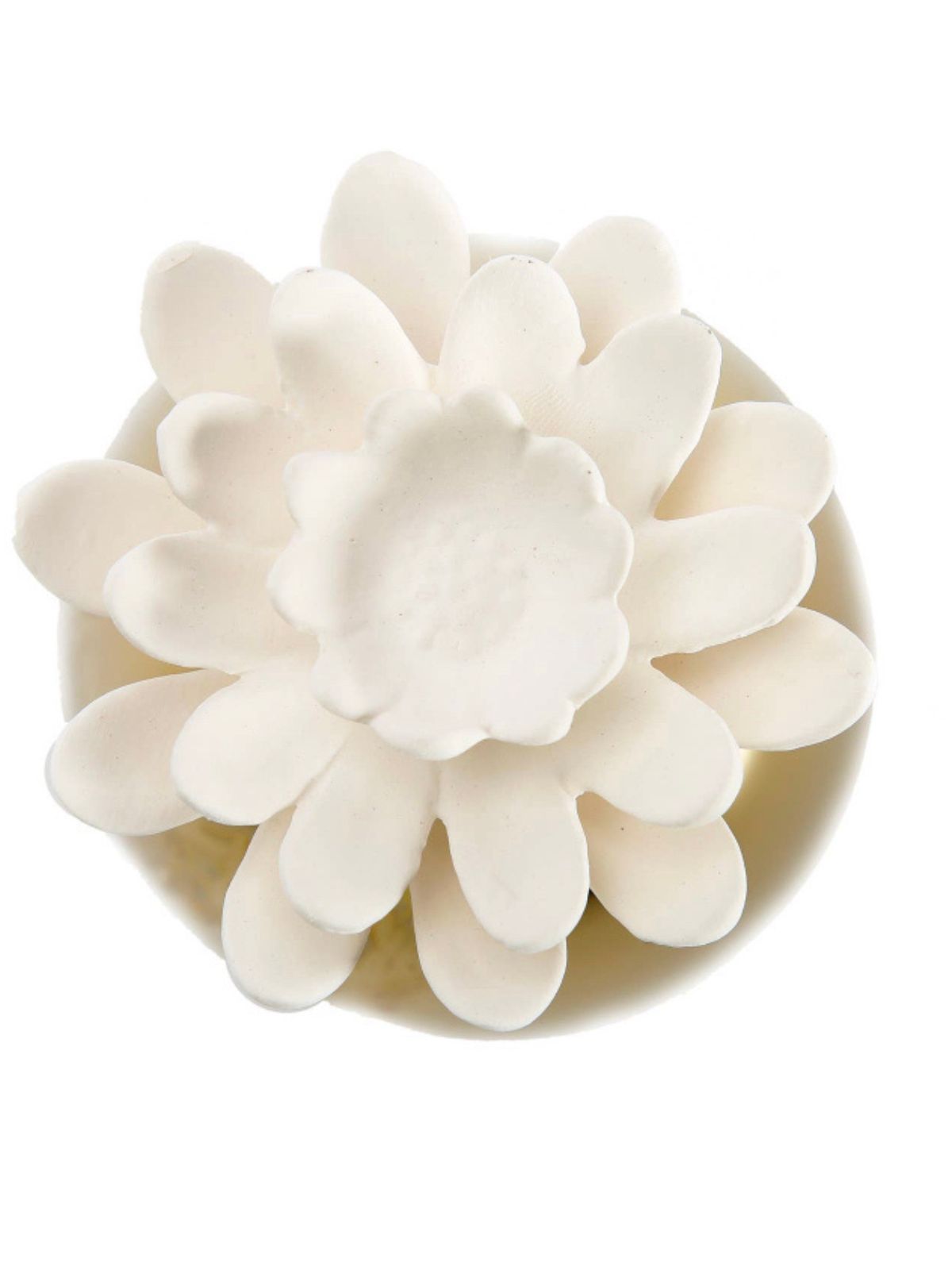 Polished Gold Oil Diffuser with White Floral Topper And Lily of the Valley Scent. Sold by KYA Home Decor.