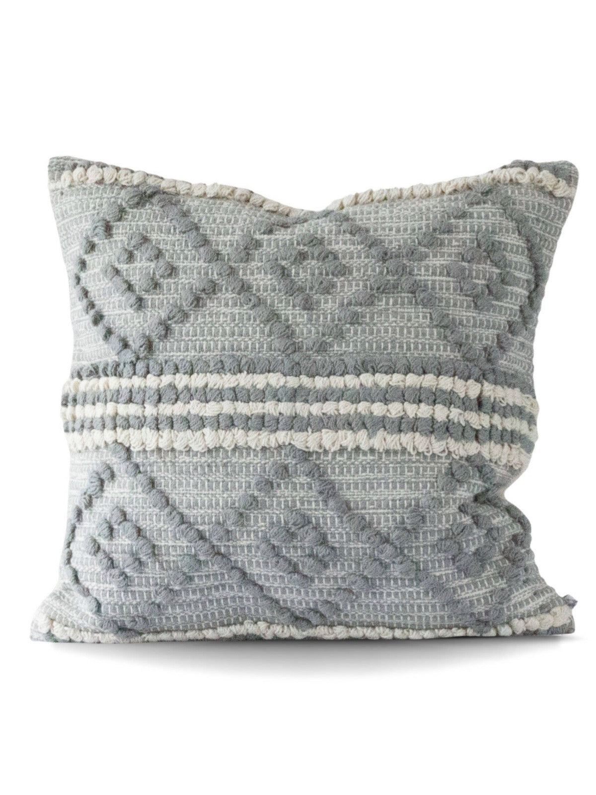 Add a boho flare to any space with the 18x18 Nubia Variegated Pillow Cover. With its geometric textures and calming hues this Pillow cover is perfect for any couch, chair, or bed. Sold by KYA Home Decor