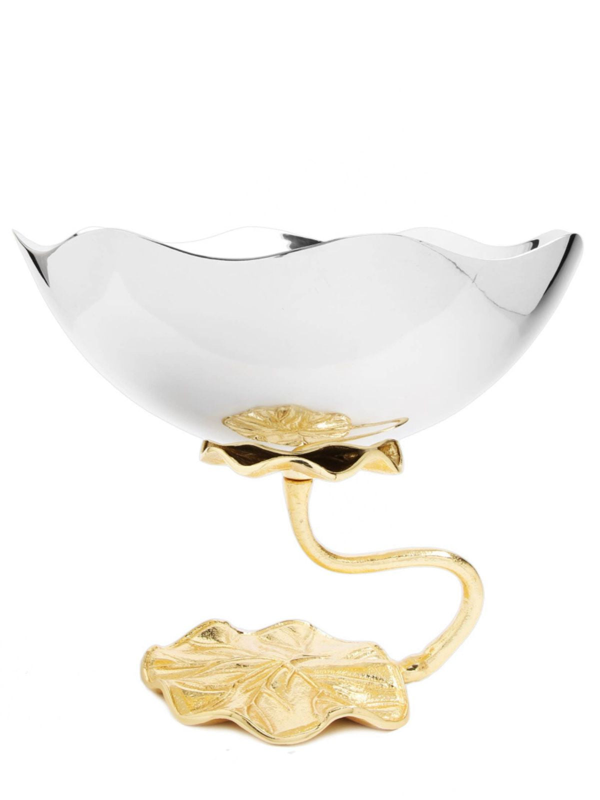 Stainless Steel Centerpiece Decorative Bowl With Luxury Gold Lotus Flower Designed Base.