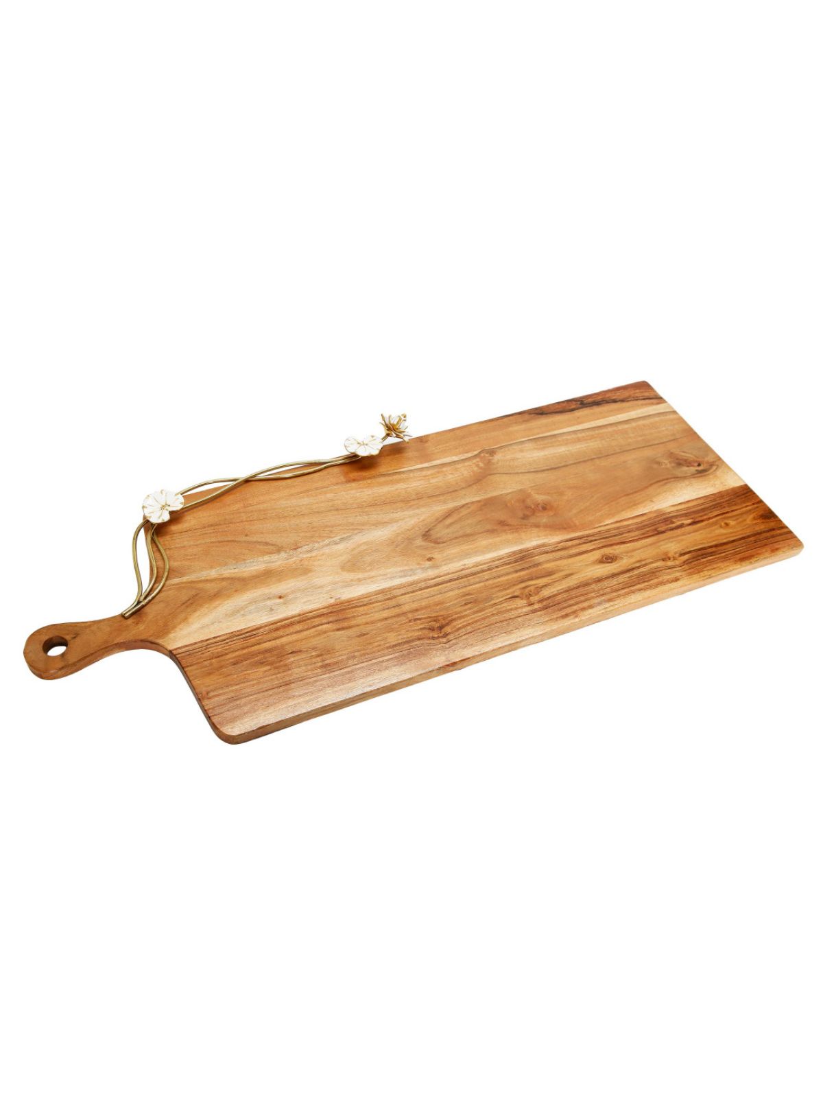This 28L wooden serving board with white lotus design, Sold by KYA Home Decor