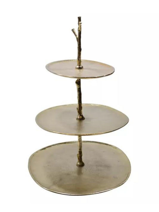 This 3 Tiered gold leaf dish is artfully crafted from quality stainless steel, Sold by KYA Home Decor.