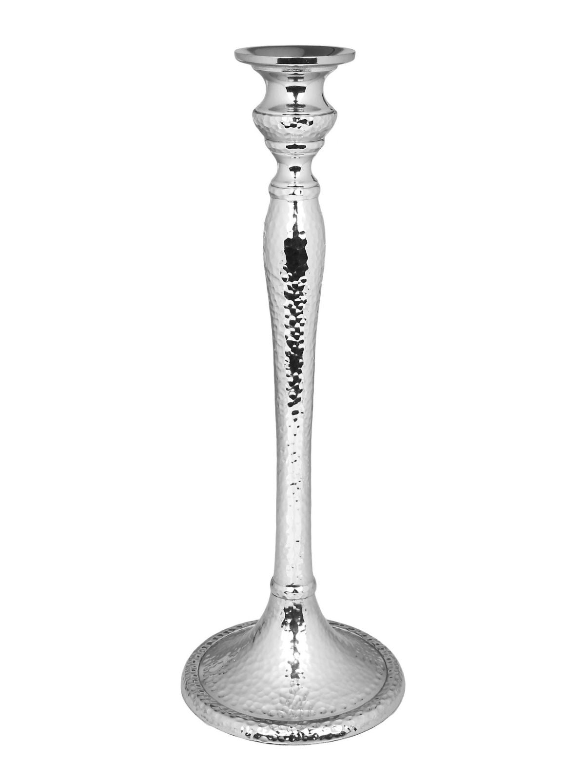 12.25 Stainless Steel Nickel Candlestick Holder with hammered design. Sold by KYA Home Decor.