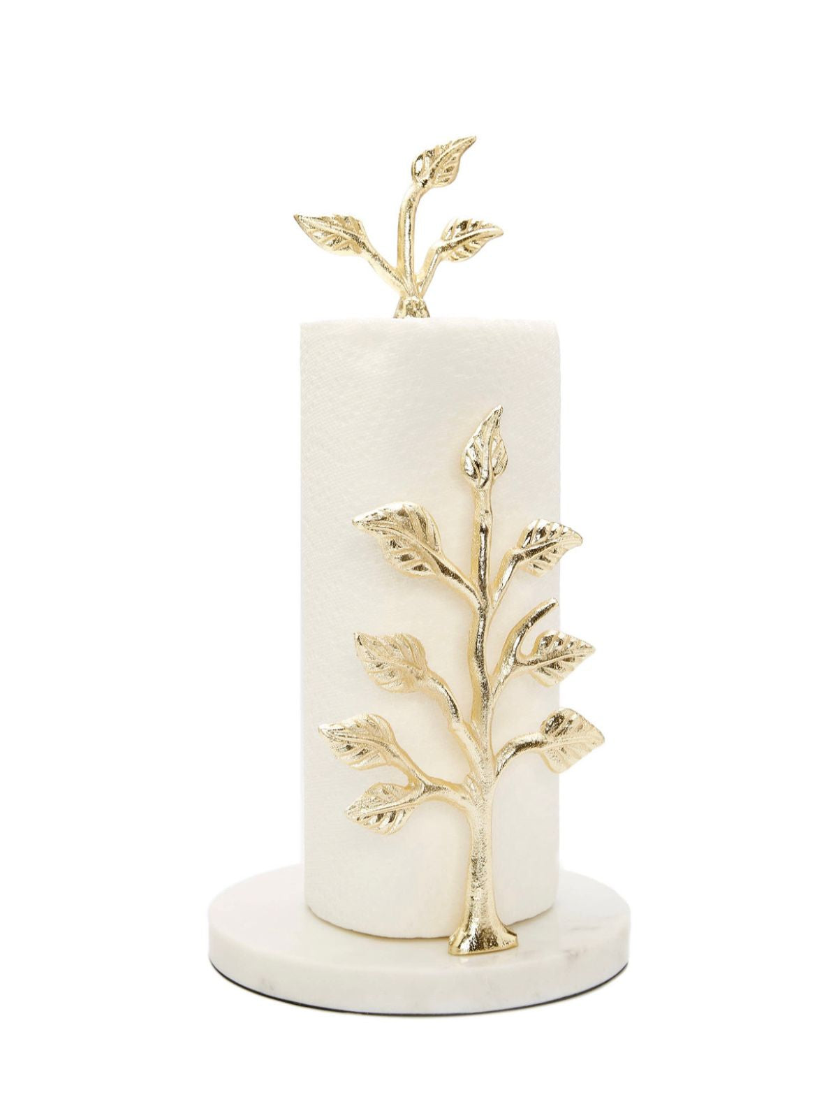 14.5H Stainless Steel Paper Towel Holder with Gold Tree and Marble Base. Sold by KYA Home Decor