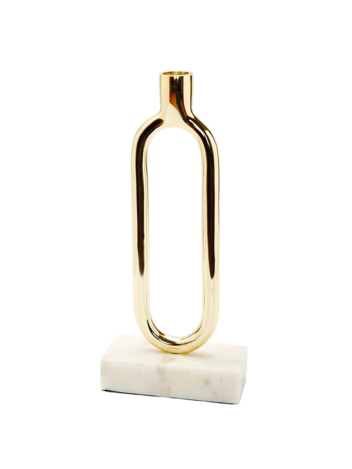 11.75H Gold Loop Taper Candle Holder on Marble Base. Sold By KYA Home Decor.