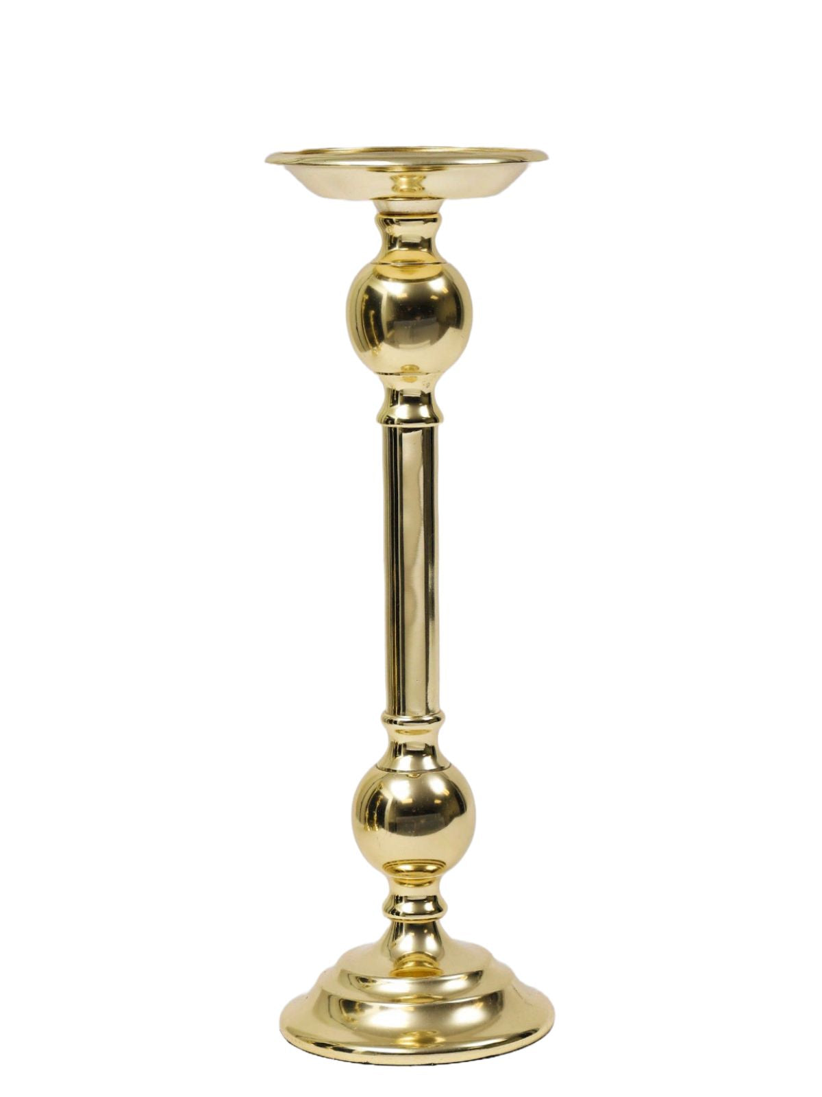 16.5H Gold Brass Candleholder with Bead Detailed Between the Stem. Sold by KYA Home Decor.