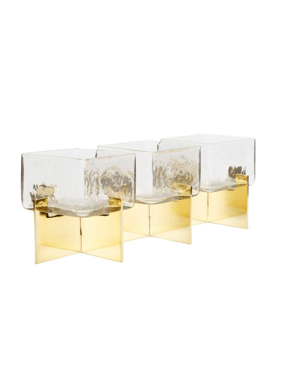 Glass Utensil Holder on Gold Block Base.