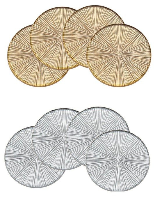 This elegant set of coasters can be used for everyday or any occasion. With a Sleek and luxe design which fits any décor and makes for a great accent or gift.