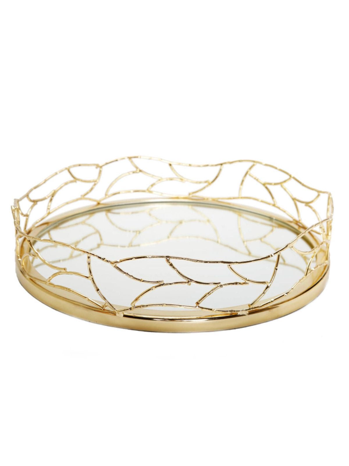 Simple yet fancy mirrored tray with silver leaf accents for a glamorous touch!