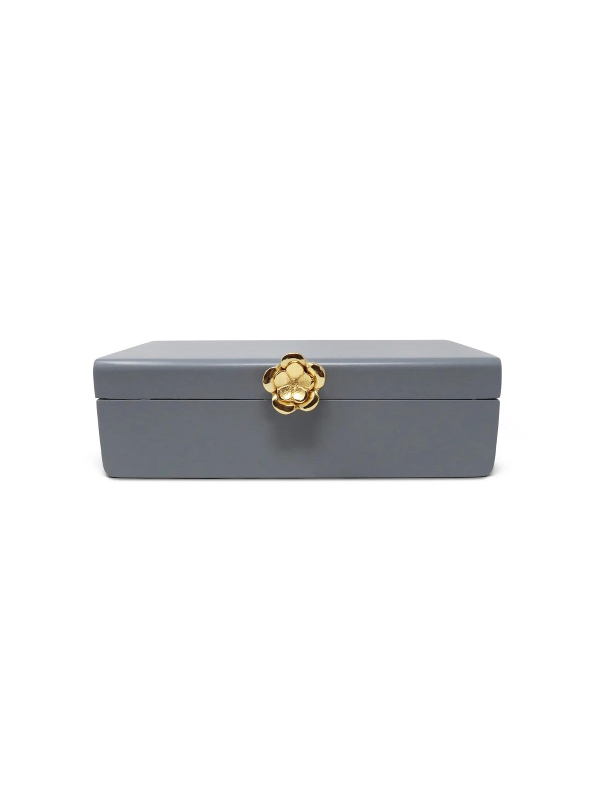 Grey Wood Decorative Box with Gold Flower | KYA Home Decor