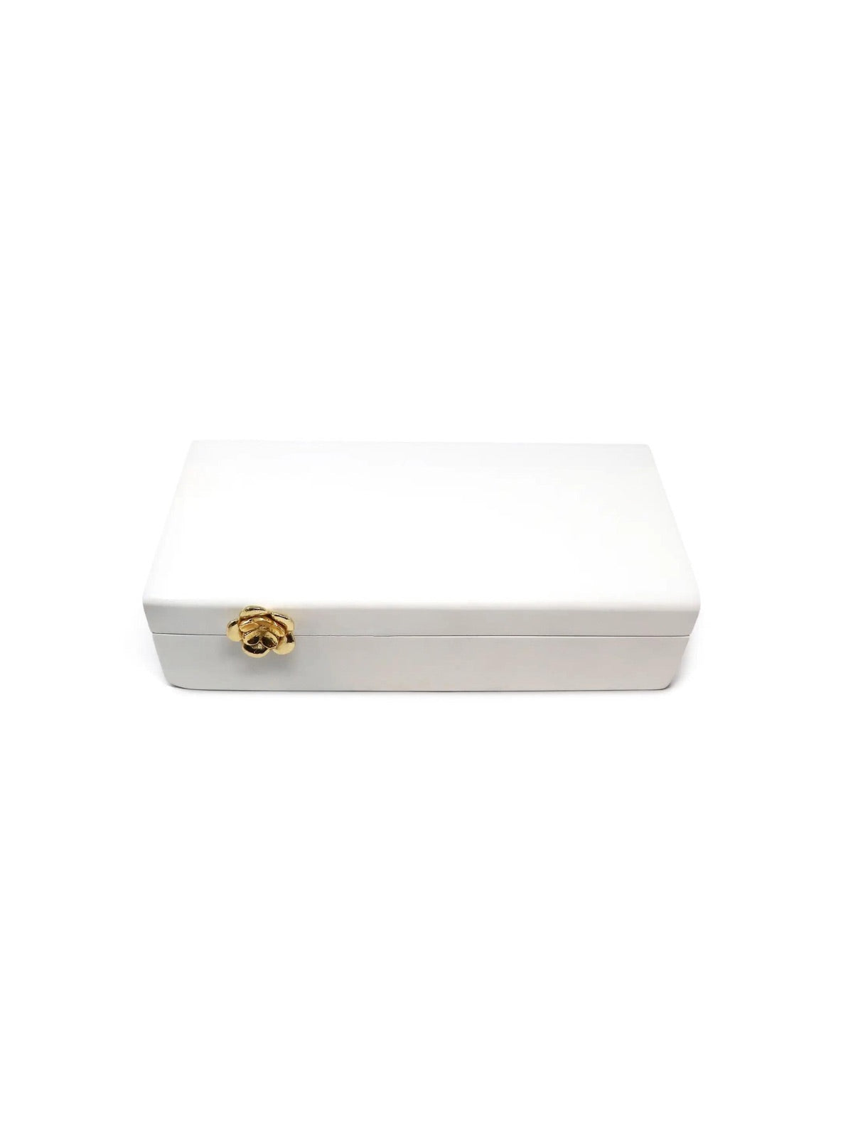 12 inch White Wood Decorative Box with Gold Flower Detail sold by KYA Home Decor.