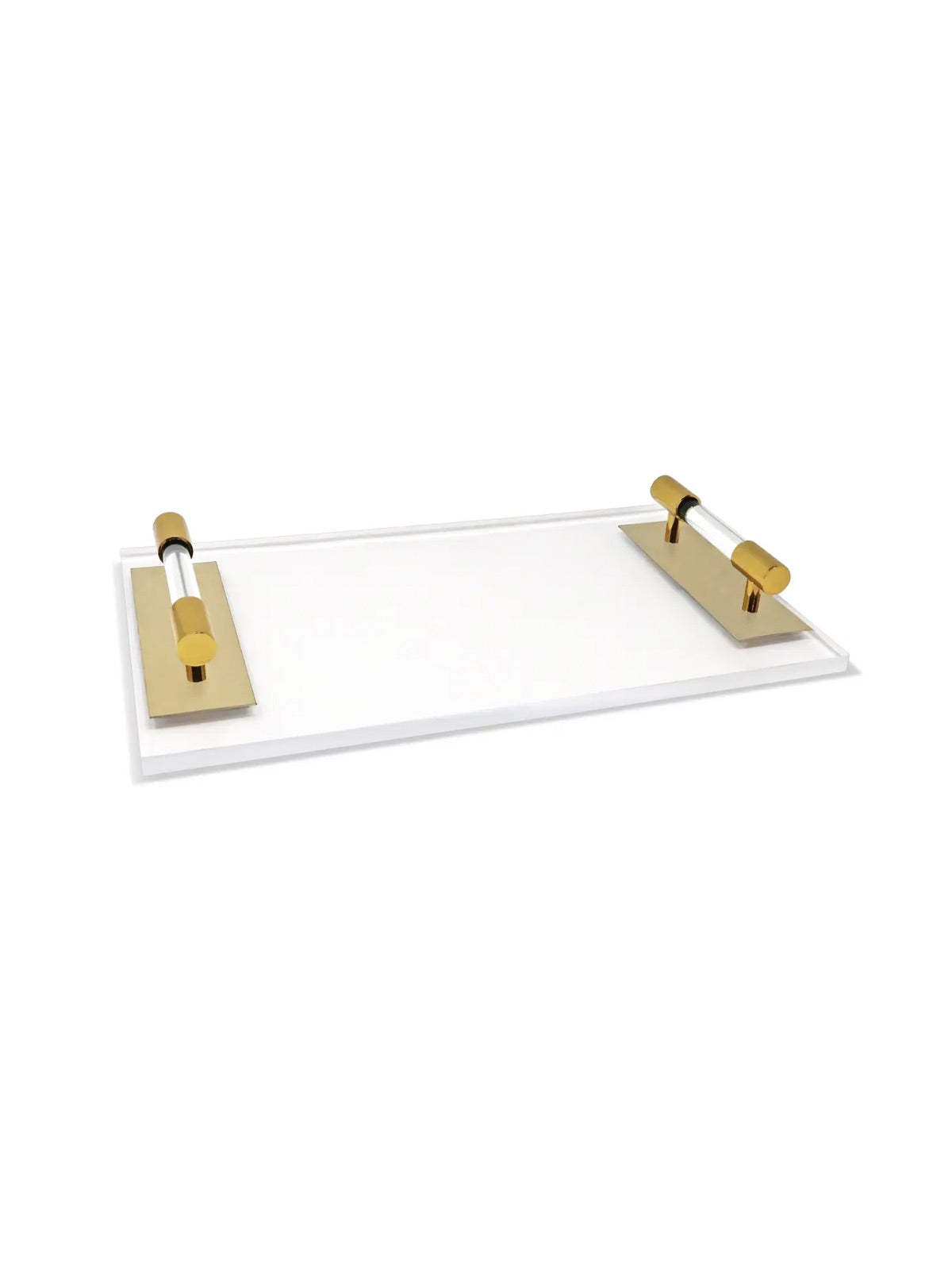Acrylic Serving Tray with Modern Gold Handles, 15L inches.