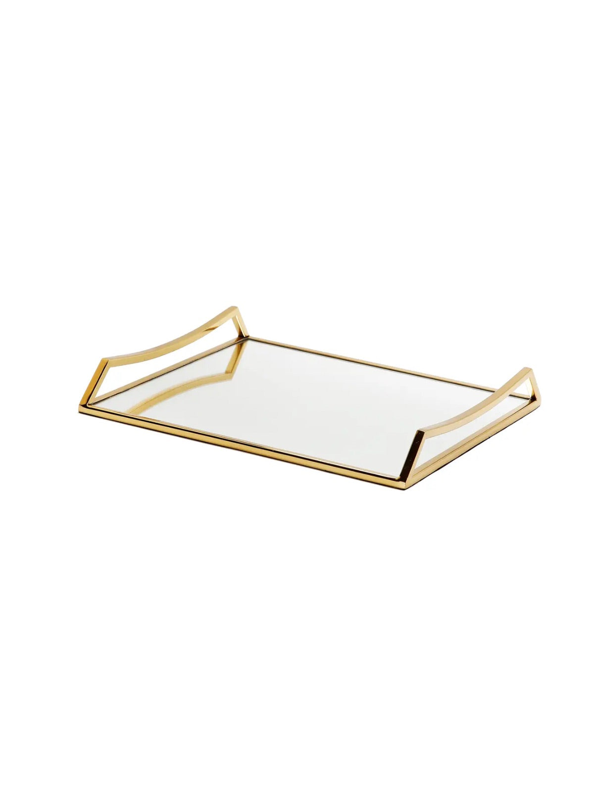 16L inches Oblong Mirror Serving Tray with Gold Handles Sold by KYA Home Decor.