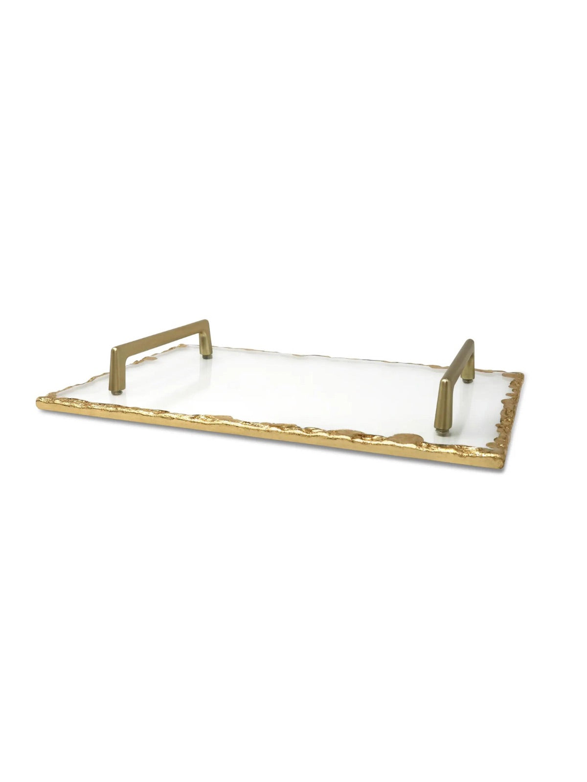 Glass Tray with Gold Rim and Handles.
