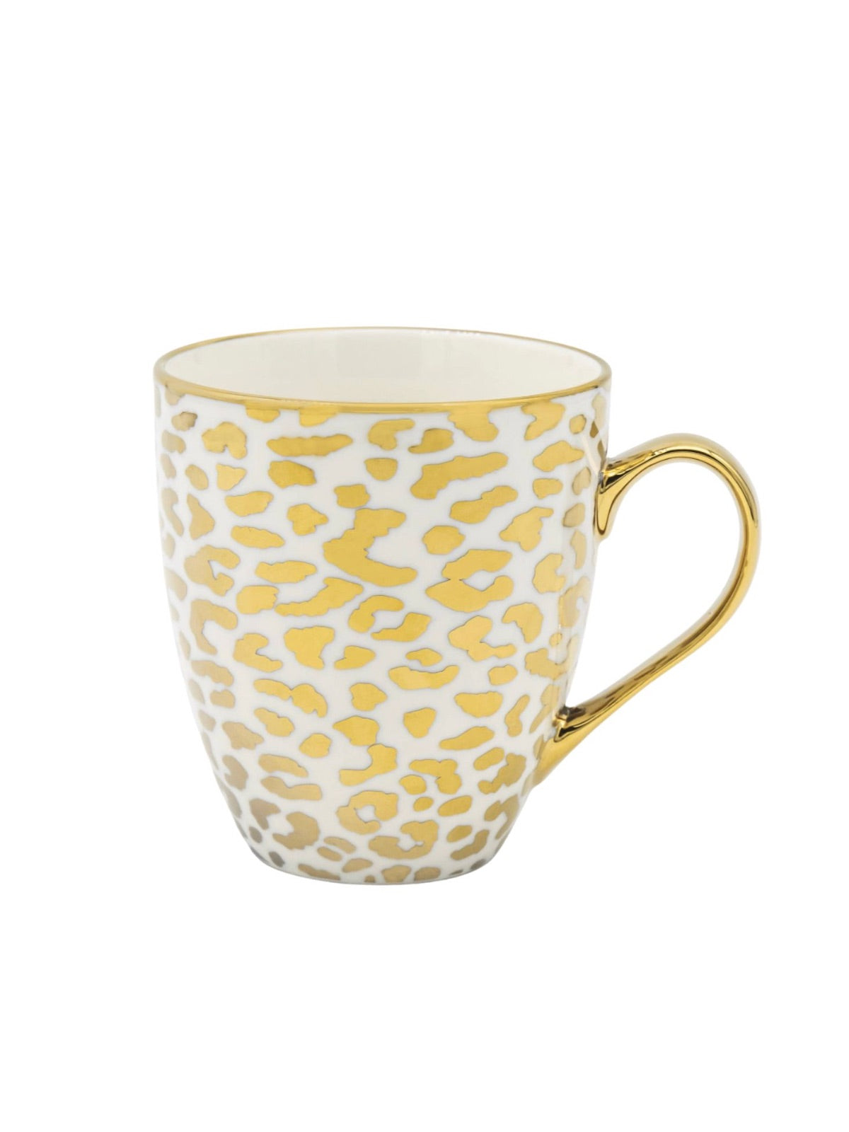 Gold Leopard Print 19oz Porcelain Mugs - Set of 4.