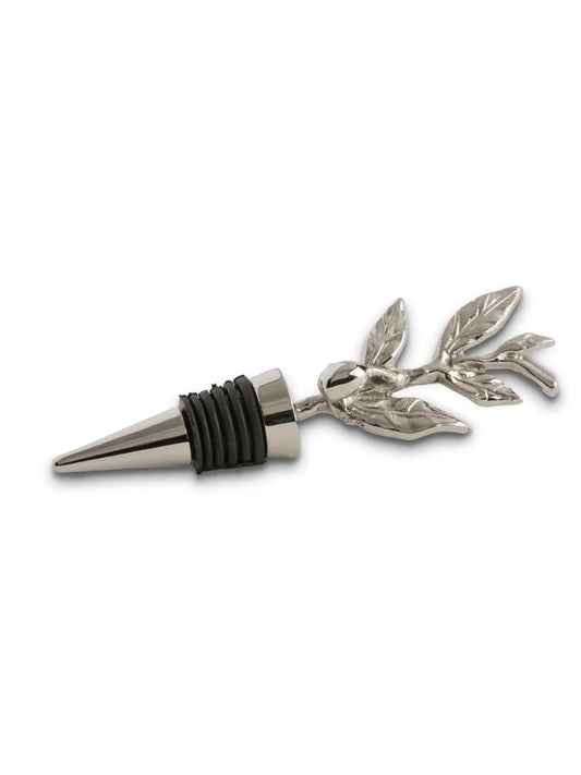Stainless Steel Bottle and Wine Stopper with Luxurious Olive Design 5 inch long. 