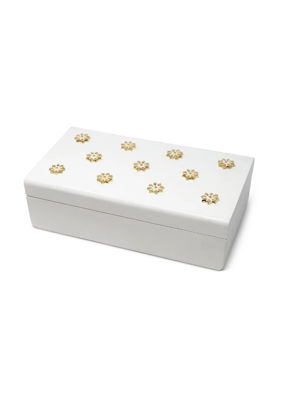 White Decorative Box with Gold Flower Beads Sold by KYA Home Decor.