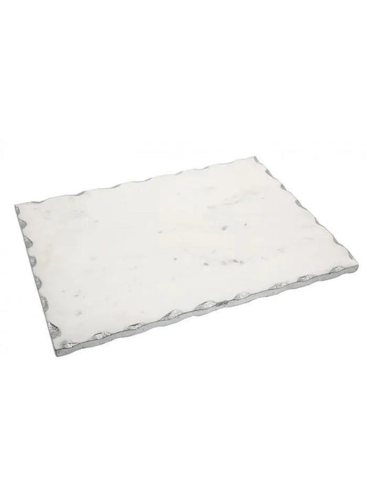 16x12 inch Marble Serving Board with Silver Edges sold by KYA Home Decor.