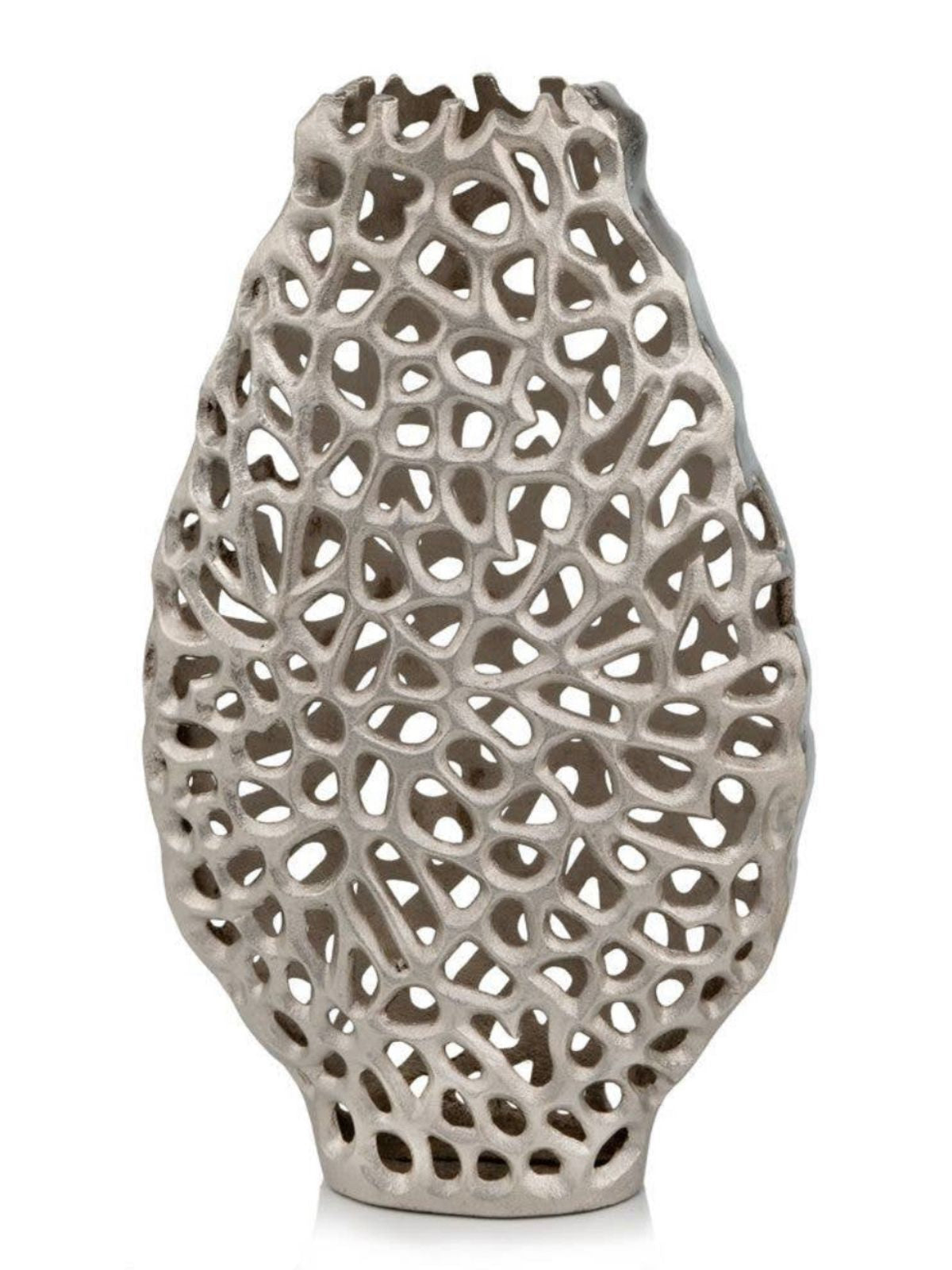 15.5 inch Shiny Nickel Coral Design Table Vase, Sold by KYA Home Decor.