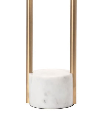 Modern Brushed Gold Table Lamp with White Marble Base.