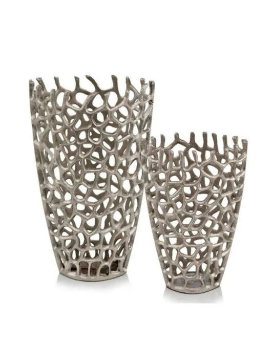 Shiny Nickel Twig Design Table Vase, Available in 2 Sizes - KYA Home Decor. 